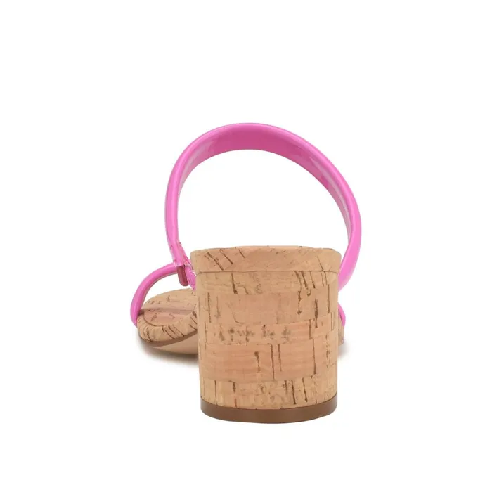 Tae Heeled Slide Sandals Neon Pink Cork Women Nine West Sandals