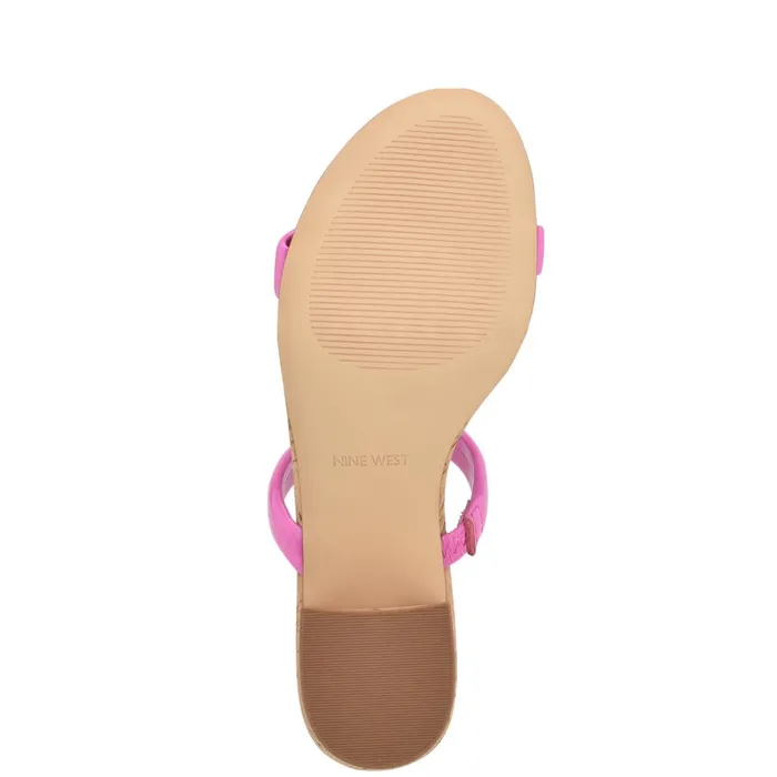 Tae Heeled Slide Sandals Neon Pink Cork Women Nine West Sandals