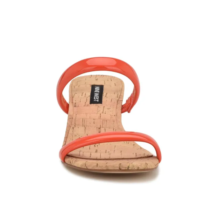 Tae Heeled Slide Sandals Orange Cork Women Nine West Sandals