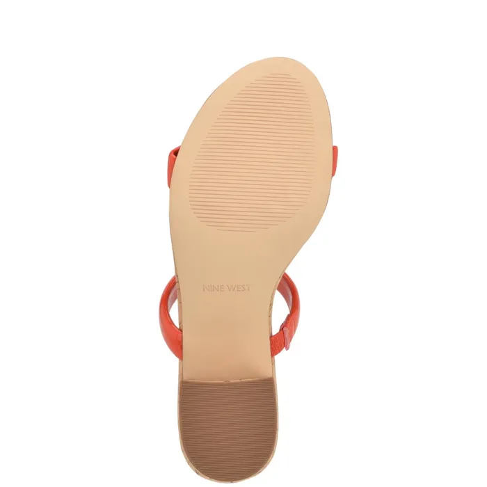 Tae Heeled Slide Sandals Orange Cork Women Nine West Sandals