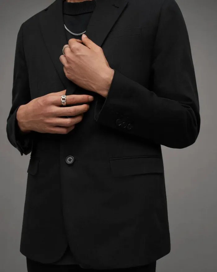 Tallis Single Breasted Slim Fit Blazer Black Men AllSaints Jackets and Coats Tallis Single Breasted Slim Fit Blazer Black Men AllSaints Jackets and Coats