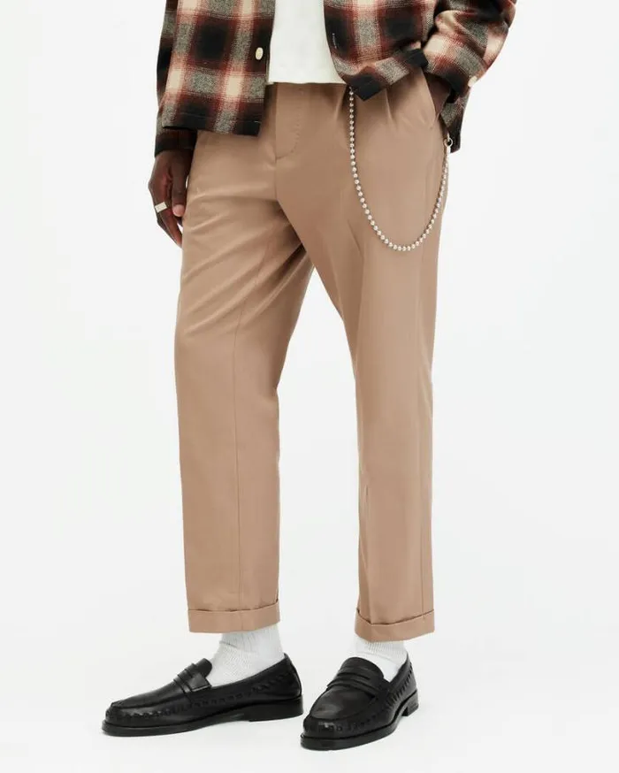 Tallis Slim Fit Cropped Tapered Pants Toffee Taupe Men AllSaints Pants