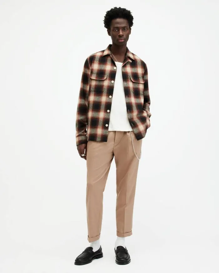 Tallis Slim Fit Cropped Tapered Pants Toffee Taupe Men AllSaints Pants