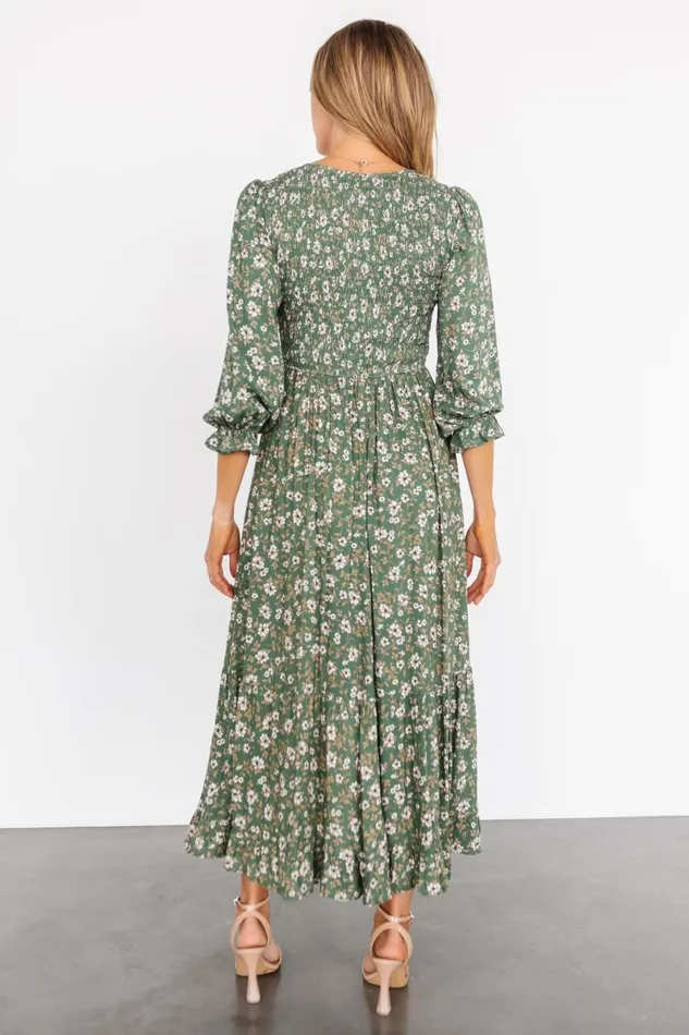 Tarryn Smocked Midi Dress Olive Floral Women Baltic Born Midi Dresses Tarryn Smocked Midi Dress Olive Floral Women Baltic Born Midi Dresses
