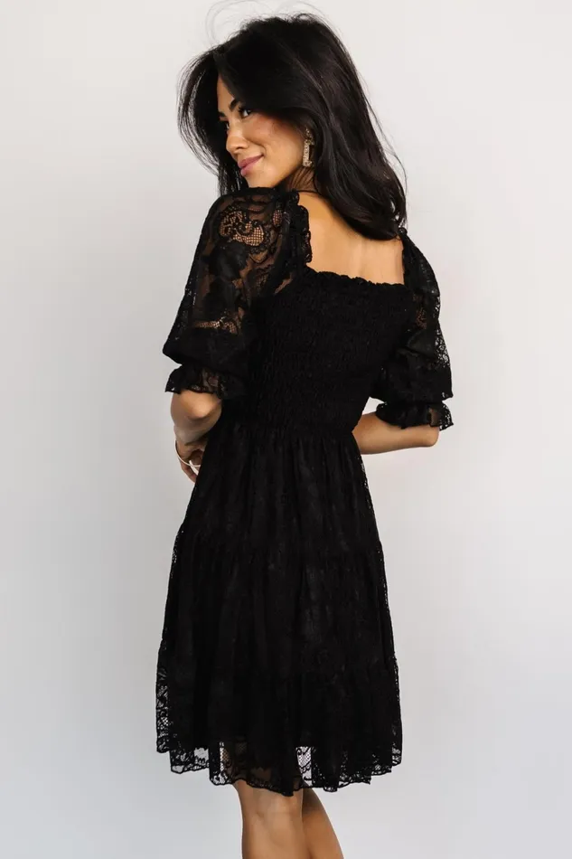 Tate Smocked Lace Short Dress Black Women Baltic Born Short Dresses