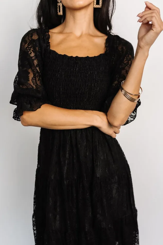 Tate Smocked Lace Short Dress Black Women Baltic Born Short Dresses