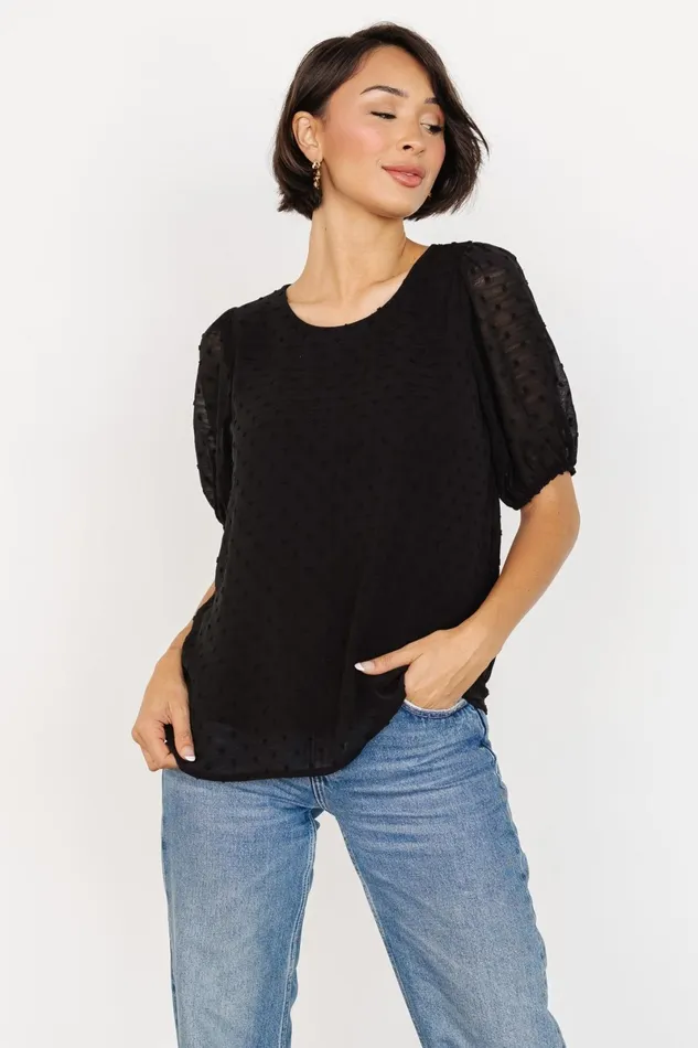 Tawnie Swiss Dot Top Black Women Baltic Born Blouses Shirts