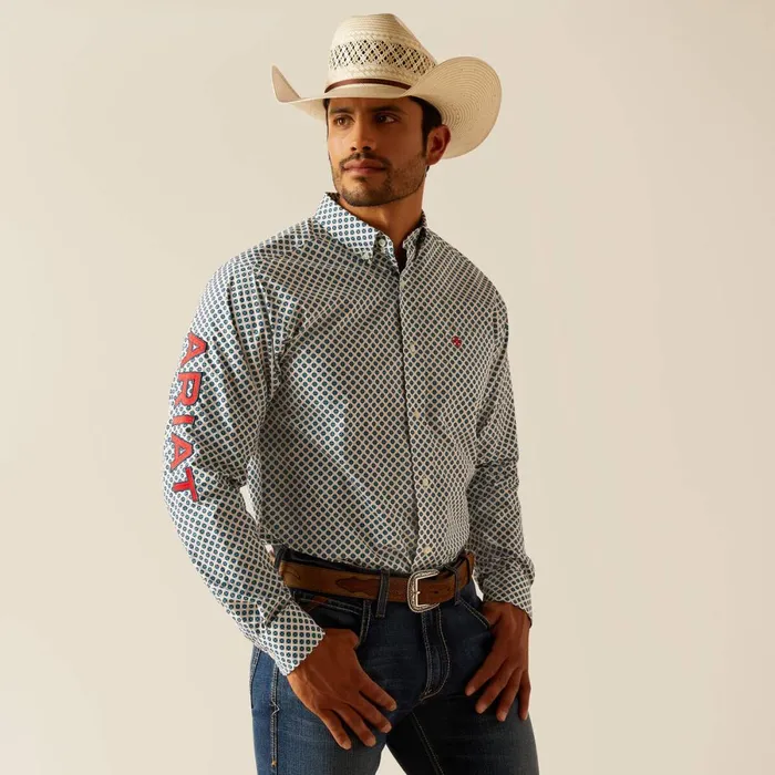 Team Lochlan Fitted Shirt White Men Ariat Button Down Shirts