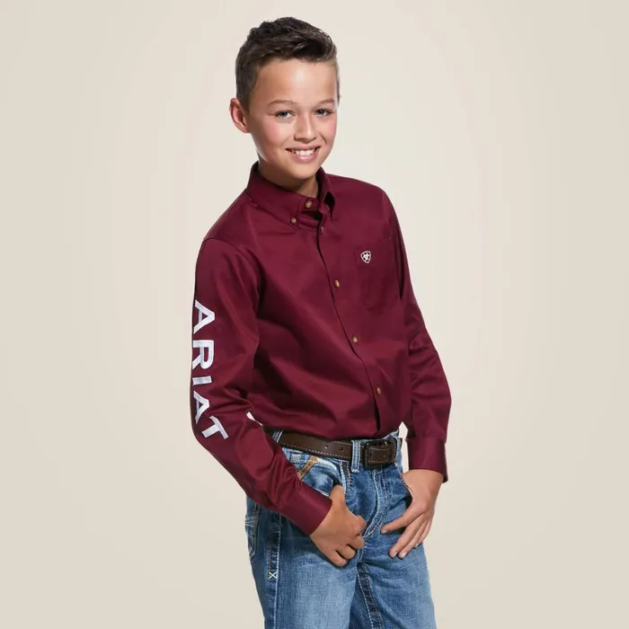 Team Logo Twill Classic Fit Shirt Burgundywhite Kids Ariat Button Down Shirts