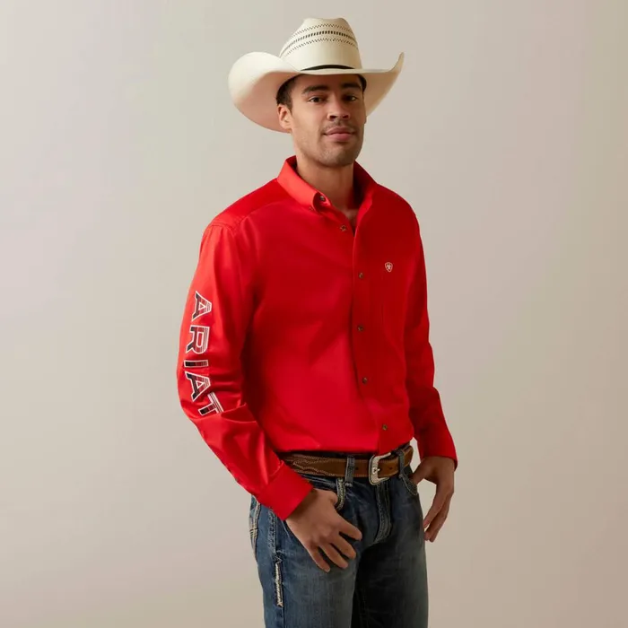 Team Logo Twill Classic Fit Shirt Poppy Red Men Ariat Button Down Shirts