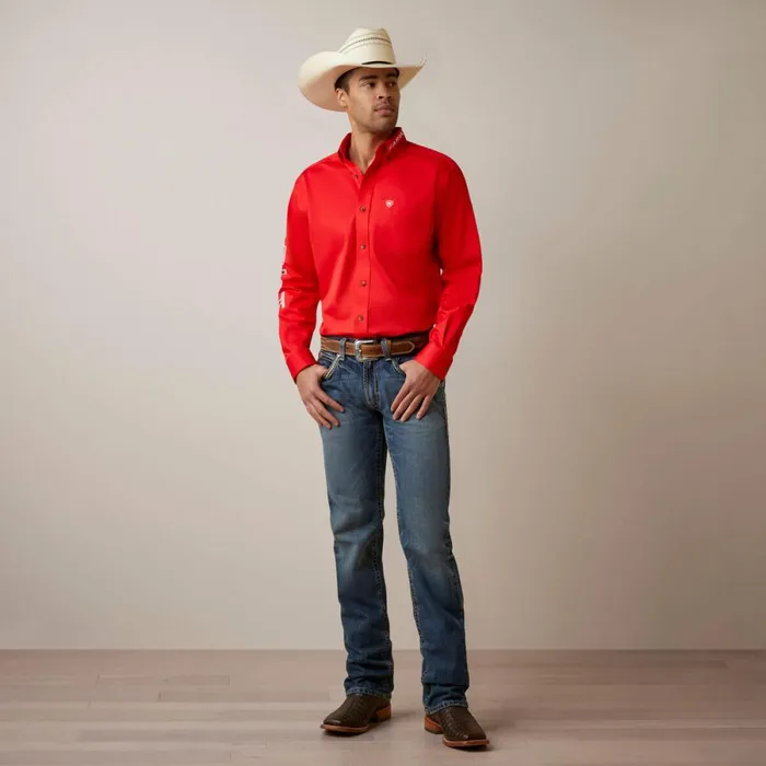 Team Logo Twill Classic Fit Shirt Poppy Red Men Ariat Button Down Shirts Team Logo Twill Classic Fit Shirt Poppy Red Men Ariat Button Down Shirts