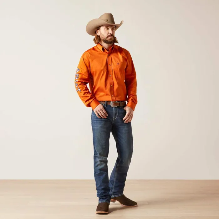 Team Logo Twill Classic Fit Shirt Rust Men Ariat Button Down Shirts Team Logo Twill Classic Fit Shirt Rust Men Ariat Button Down Shirts
