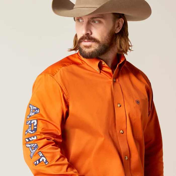 Team Logo Twill Classic Fit Shirt Rust Men Ariat Button Down Shirts Team Logo Twill Classic Fit Shirt Rust Men Ariat Button Down Shirts