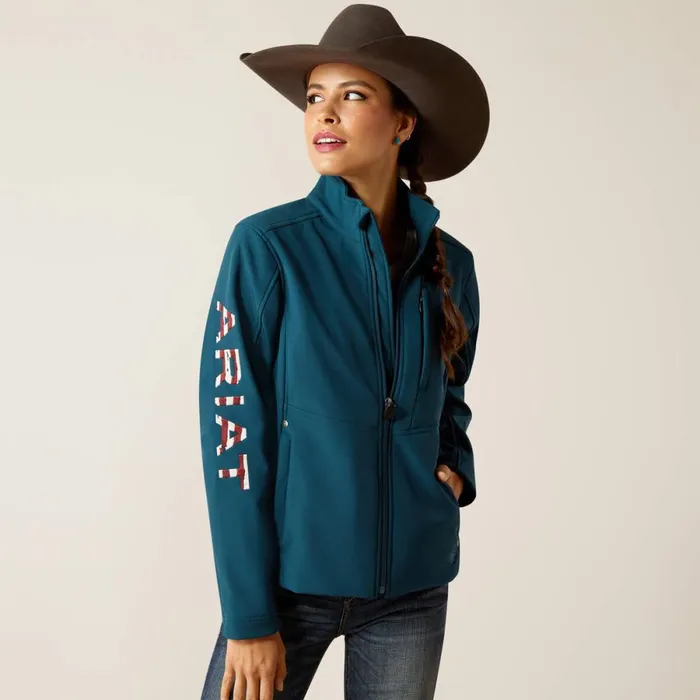 Team Patriot Softshell Jacket Reflecting Pond Women Ariat Jackets and Vests