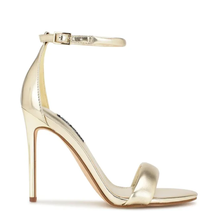 Teeya Ankle Strap Sandals Platino Women Nine West Heeled