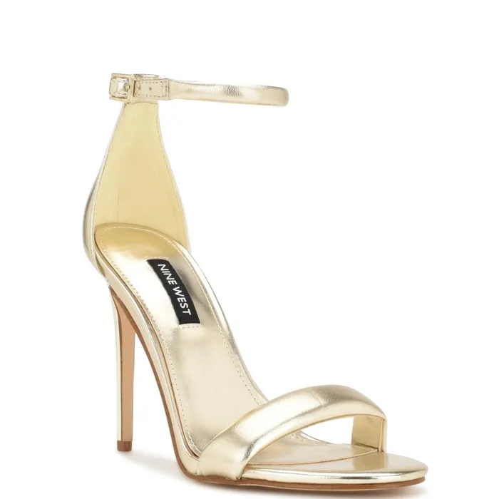 Teeya Ankle Strap Sandals Platino Women Nine West High Heels Teeya Ankle Strap Sandals Platino Women Nine West High Heels