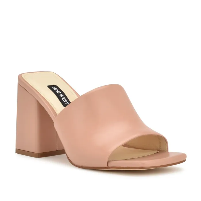 Teice Heeled Slide Sandals Nude Women Nine West Dress