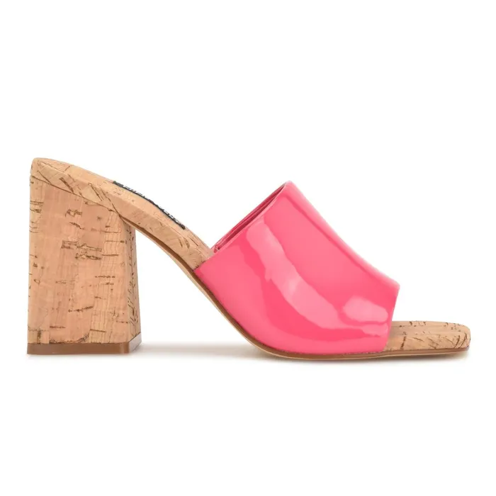 Teice Heeled Slide Sandals Pink Patent Women Nine West Sandals