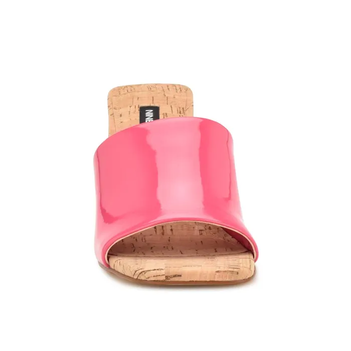 Teice Heeled Slide Sandals Pink Patent Women Nine West Sandals