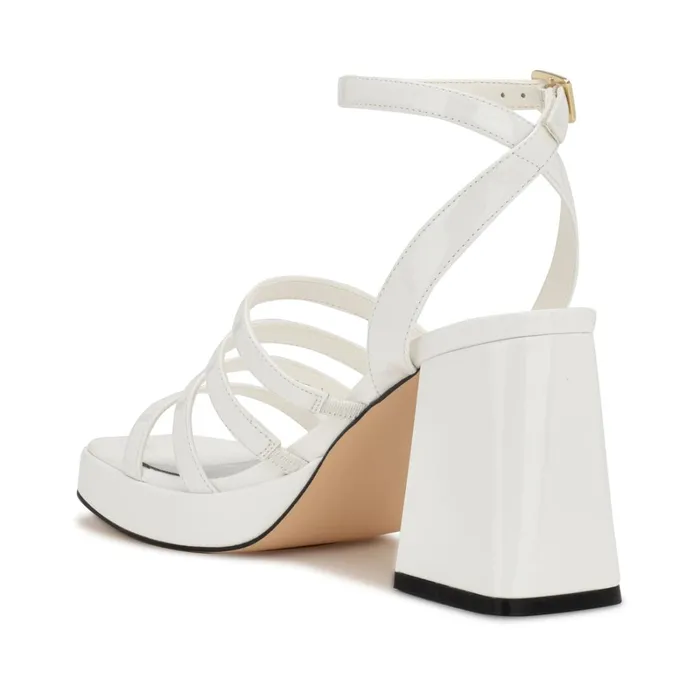 Teriss Strappy Platform Sandals White Patent Women Nine West Platforms Teriss Strappy Platform Sandals White Patent Women Nine West Platforms