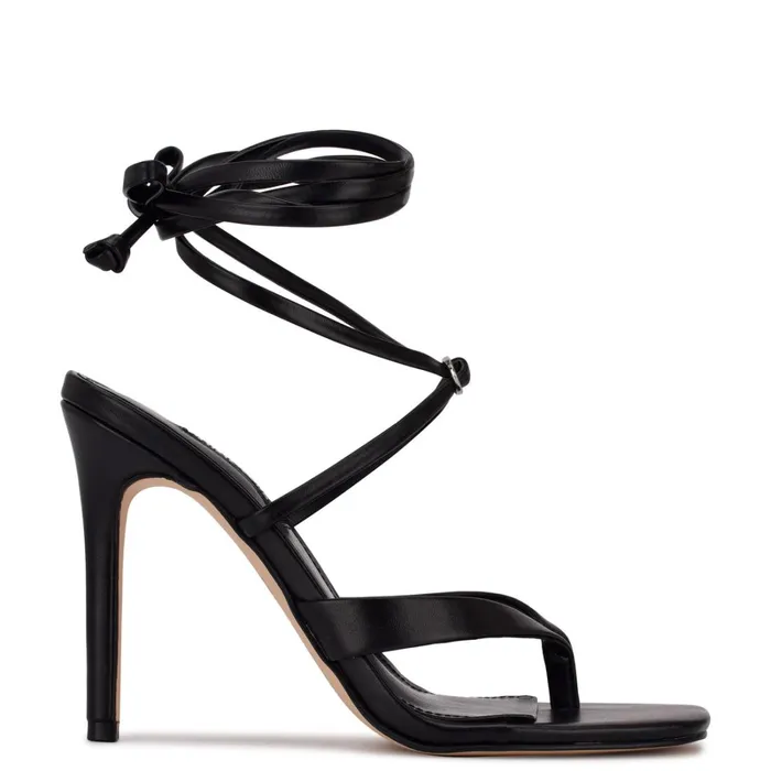 Terrie Ankle Wrap Heeled Sandals Black Women Nine West Heeled