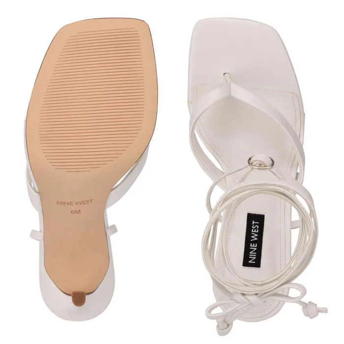 Terrie Ankle Wrap Heeled Sandals White Women Nine West Dress Terrie Ankle Wrap Heeled Sandals White Women Nine West Dress