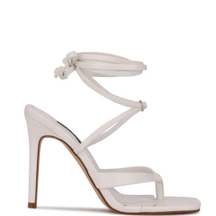 Terrie Ankle Wrap Heeled Sandals White Women Nine West Heeled