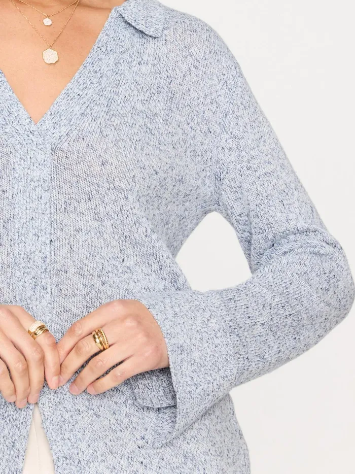 The Ansel Polo Pullover Skye Blue Marl Women Brochu Walker Sweaters