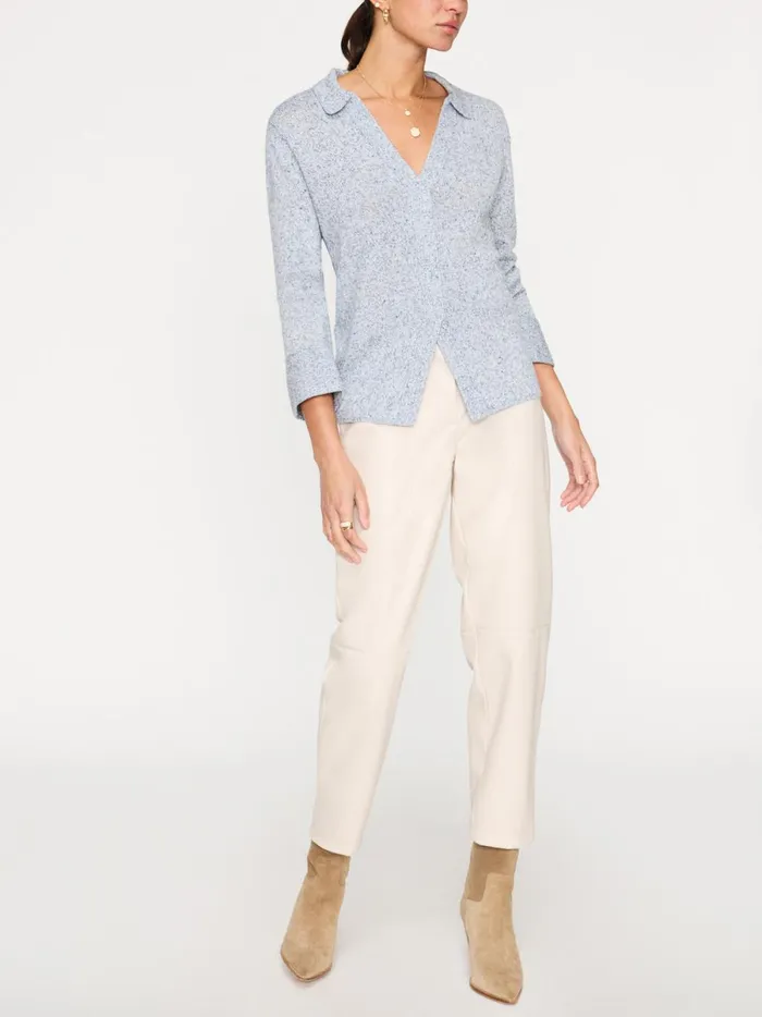 The Ansel Polo Pullover Skye Blue Marl Women Brochu Walker Sweaters