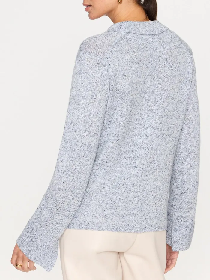 The Ansel Polo Pullover Skye Blue Marl Women Brochu Walker Sweaters