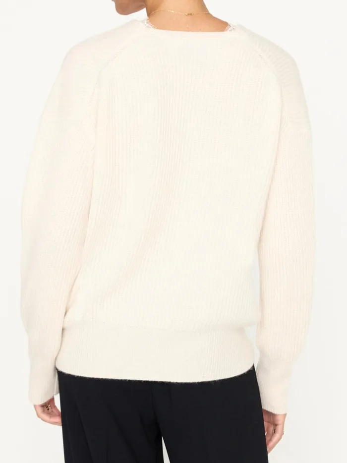 The Ava Lace V Neck Sweater Almond Combo Women Brochu Walker Sweaters