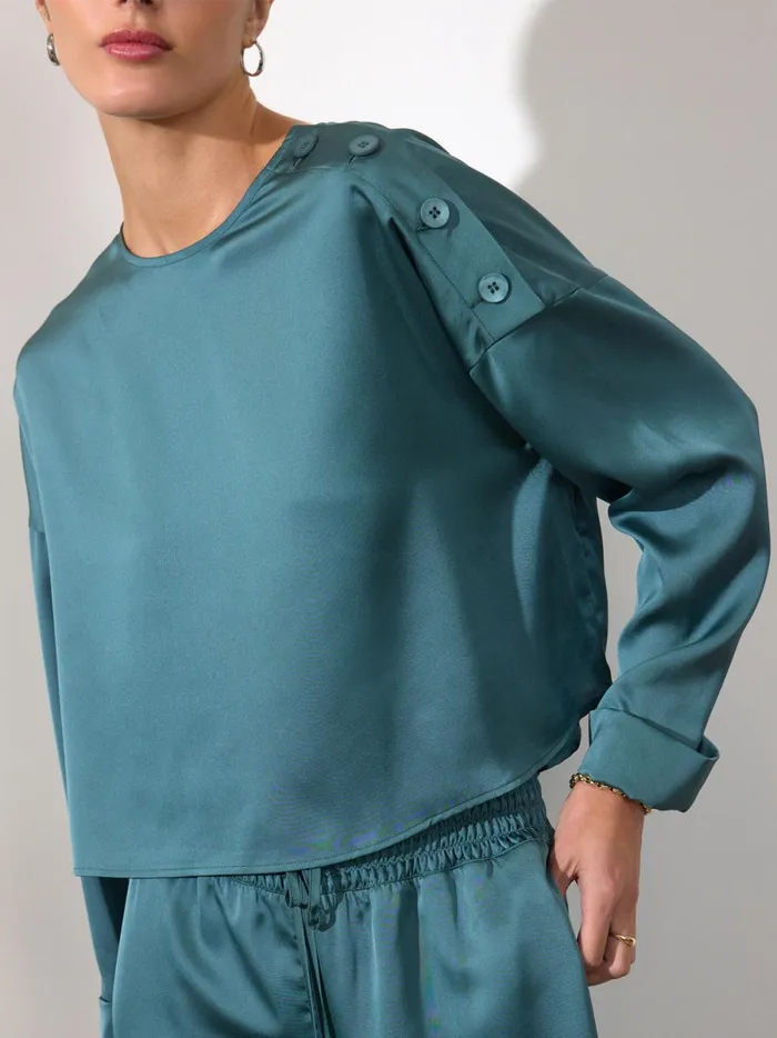 The Dallas Blouse Alpine Teal Women Brochu Walker Tops