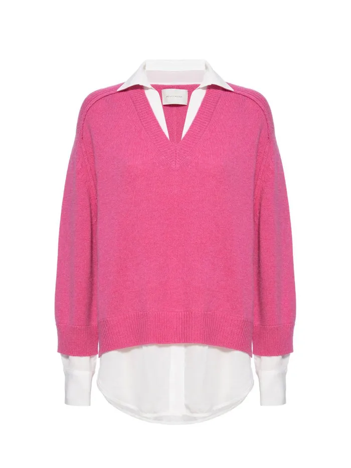 The Looker Layered VNeck Aster Pink Women Brochu Walker Looker Sweaters