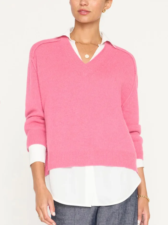 The Looker Layered VNeck Aster Pink Women Brochu Walker Looker Sweaters
