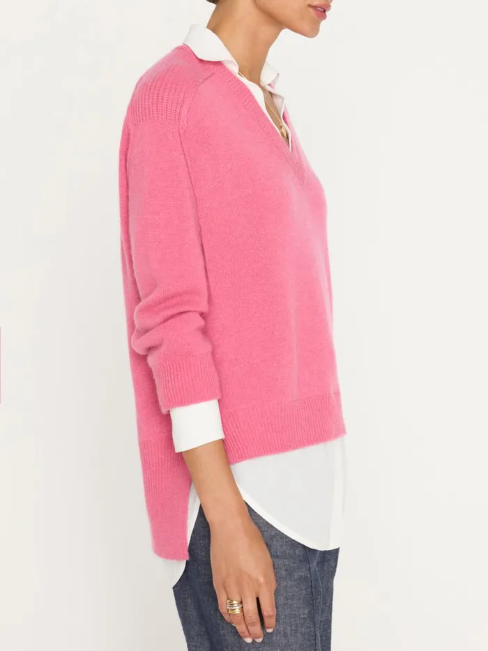 The Looker Layered VNeck Aster Pink Women Brochu Walker Looker Sweaters
