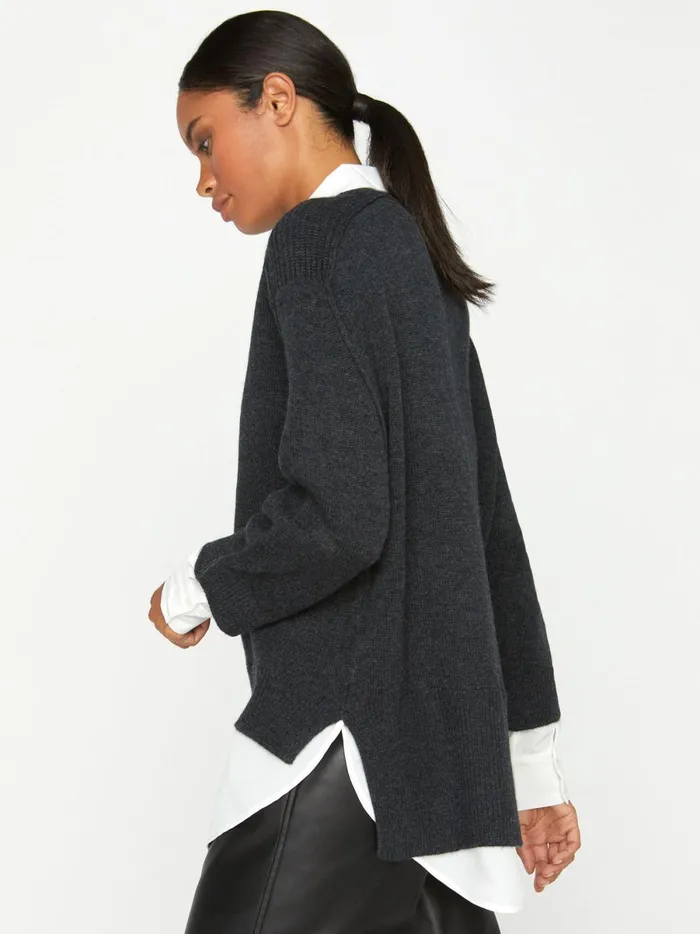 The Looker Layered VNeck Dark Charcoal Women Brochu Walker Sweaters