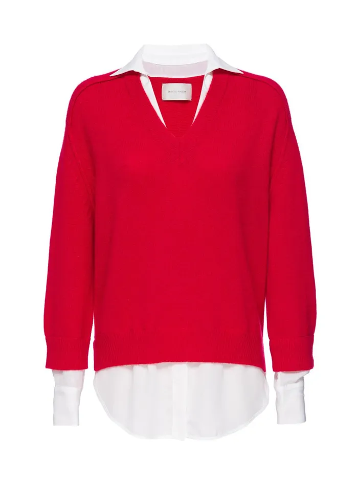 The Looker Layered VNeck Rouge Women Brochu Walker Sweaters