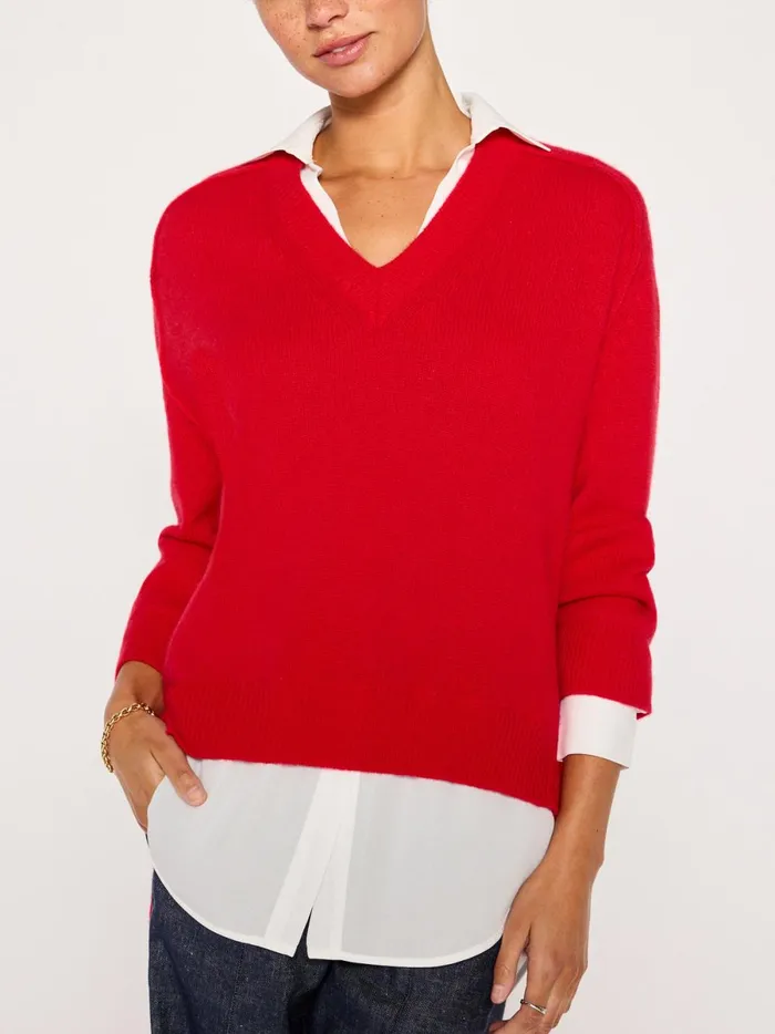 The Looker Layered VNeck Rouge Women Brochu Walker Sweaters