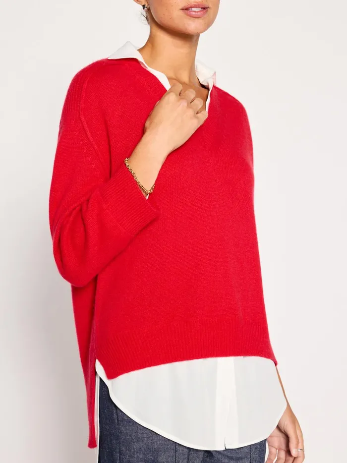 The Looker Layered VNeck Rouge Women Brochu Walker Sweaters