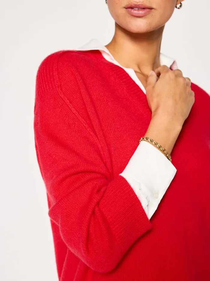 The Looker Layered VNeck Rouge Women Brochu Walker Sweaters
