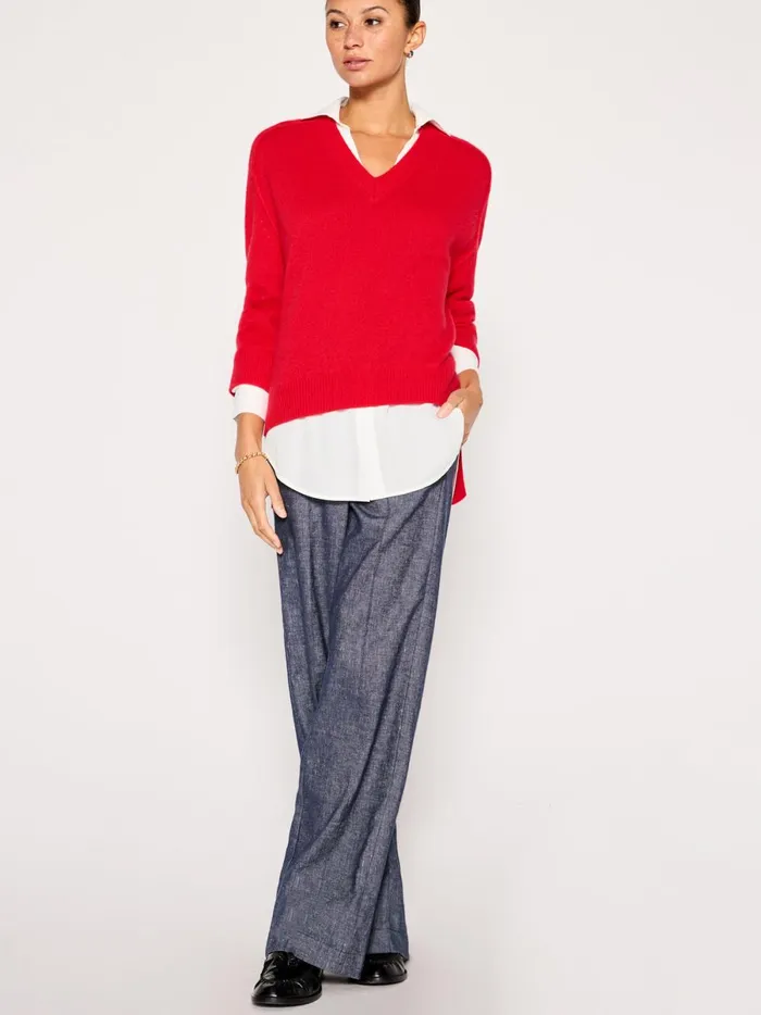 The Looker Layered VNeck Rouge Women Brochu Walker Sweaters