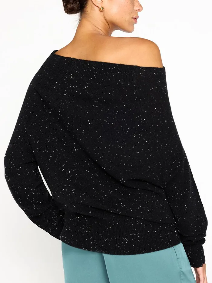 The Lori Off Shoulder Black Multi Women Brochu Walker 100 Cashmere