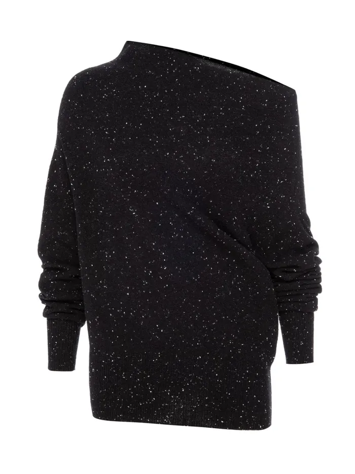 The Lori Off Shoulder Black Multi Women Brochu Walker 100 Cashmere