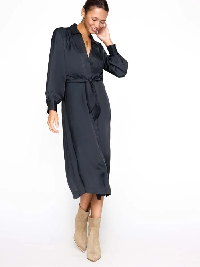 The Madsen Midi Shirt Dress Black Onyx Women Brochu Walker Dresses