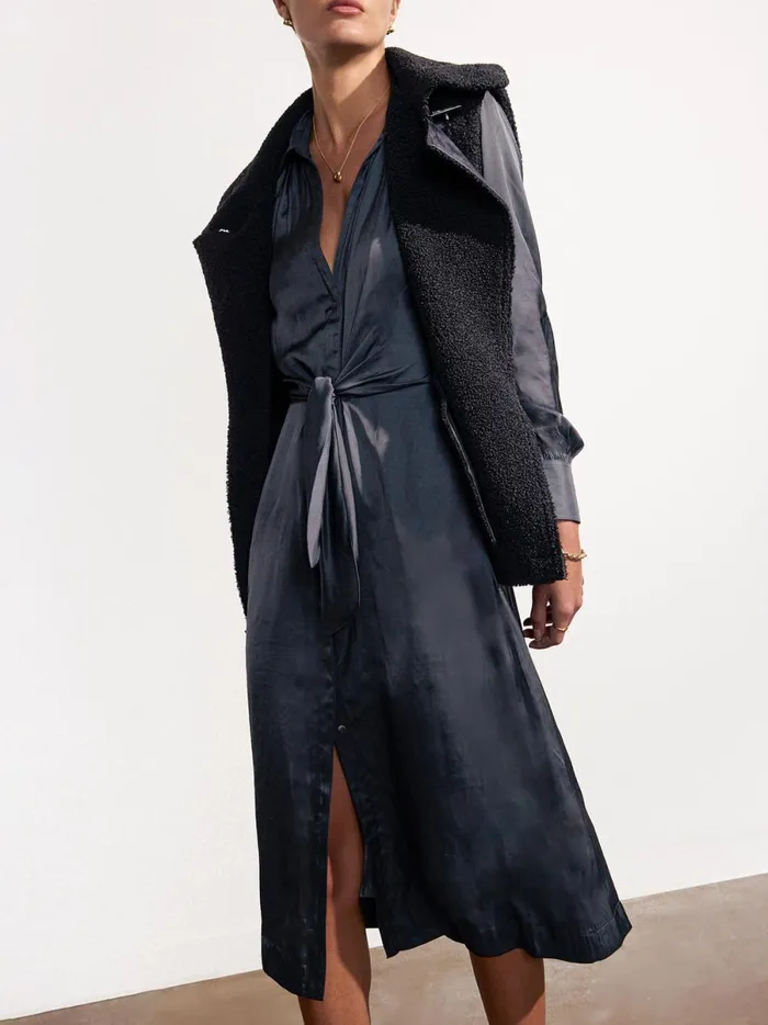 The Madsen Midi Shirt Dress Black Onyx Women Brochu Walker Dresses