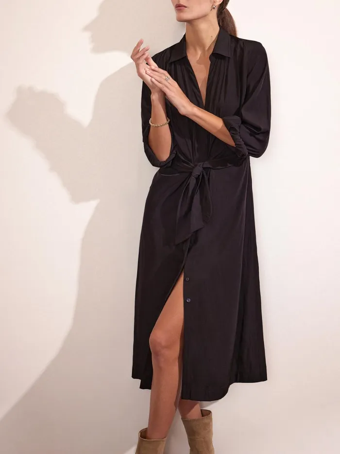 The Madsen Midi Shirt Dress Black Onyx Women Brochu Walker Dresses