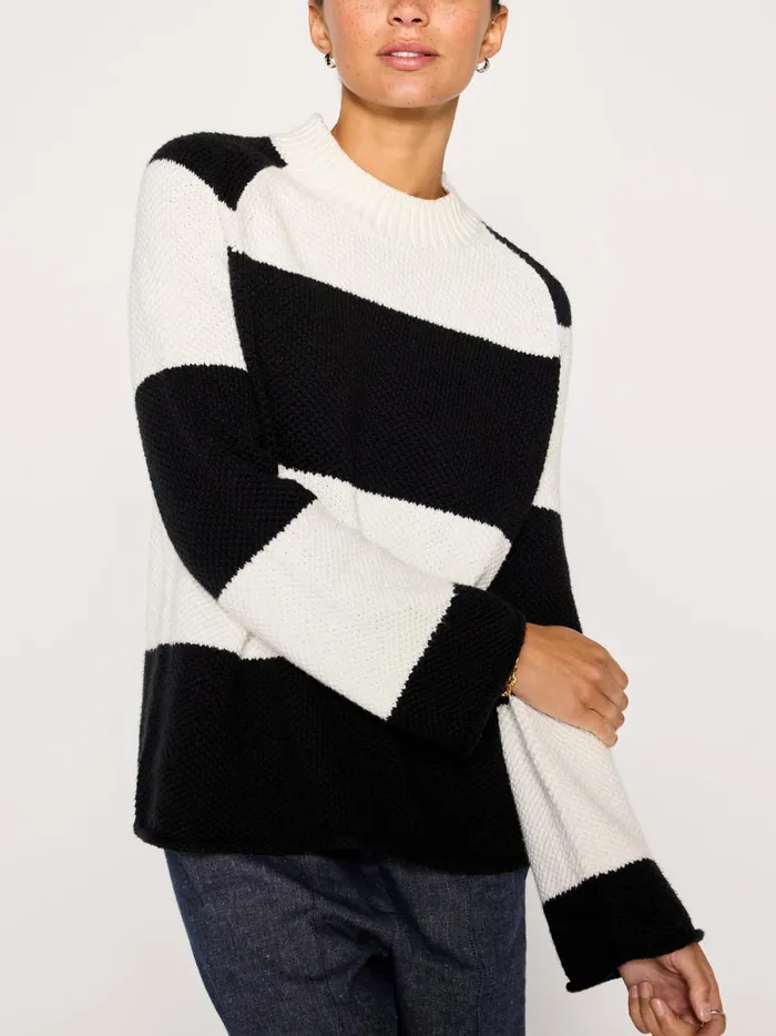 The Marco Stripe Sweater Salt White Stripe Women Brochu Walker Sweaters