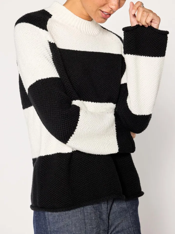 The Marco Stripe Sweater Salt White Stripe Women Brochu Walker Sweaters