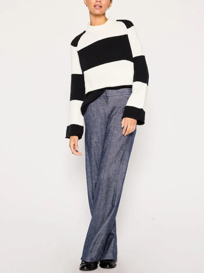 The Marco Stripe Sweater Salt White Stripe Women Brochu Walker Sweaters