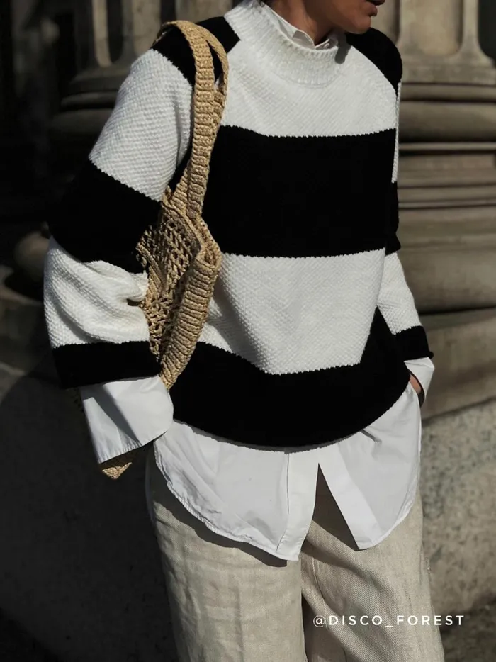 The Marco Stripe Sweater Salt White Stripe Women Brochu Walker Sweaters